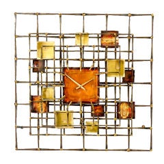 Vintage Metal Wall Clock in the style of Curtis Jere, USA (prob.) c1970s