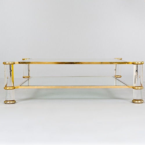 Two Tier Coffee Table in the Style of Karl Springer, USA c1970s/80s 

Karl Springer, through his unique style of design, was one of the greatest and most imitated designers of the 20th century who's influence can still be seen in contemporary
