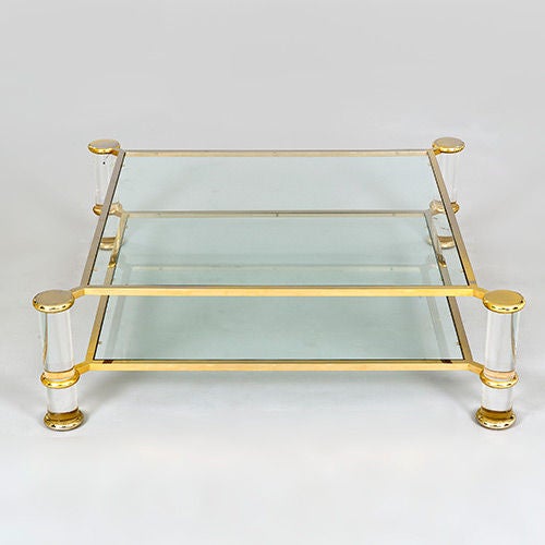 American Two Tier Coffee Table in the Style of Karl Springer, USA