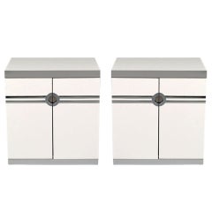 Pair of Inscribed Pierre Cardin Side Cabinets, France, 1970s