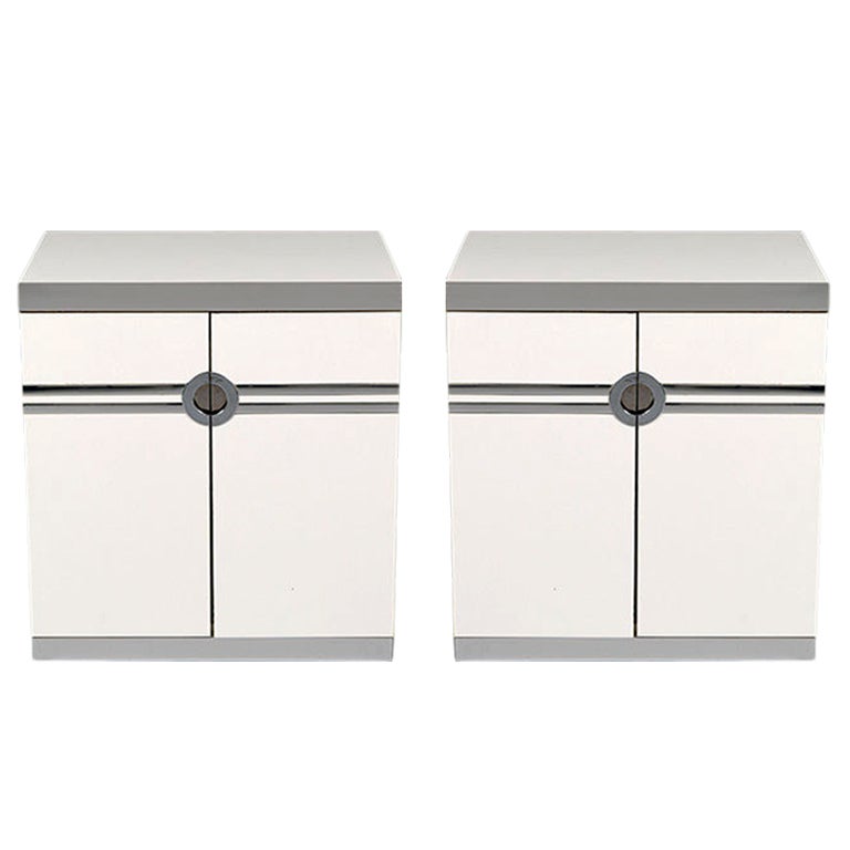 Pair of Inscribed Pierre Cardin Side Cabinets, France, 1970s