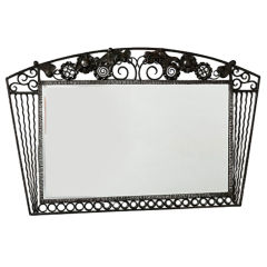Fine Wrought Iron Mirror with Floral Motif, France, 1950s 6