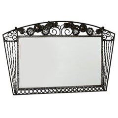 Fine Wrought Iron Mirror with Floral Motif, France, 1950s