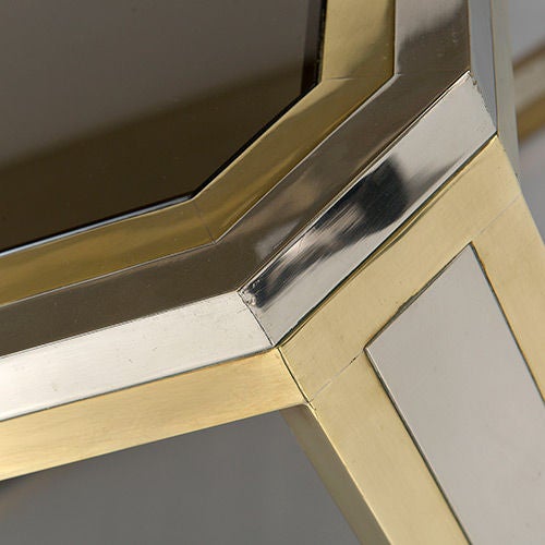 Late 20th Century Chrome and Brass Dining Table by Romeo Rega, Italy 1970s