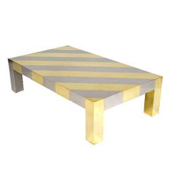 Diagonal Striped Chrome and Brass Centre Table 11