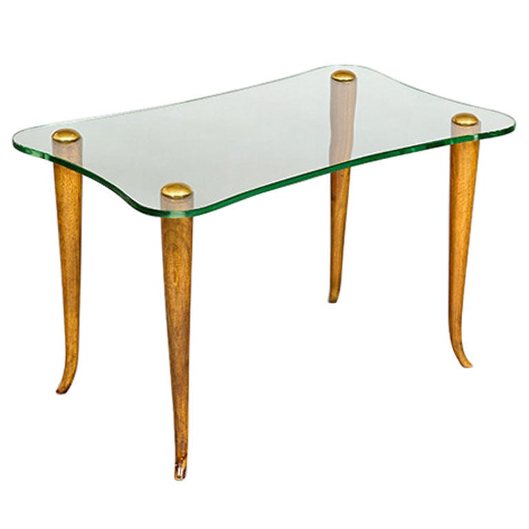 Glass and Wood Occasional Table by Osvaldo Borsani at 1stdibs