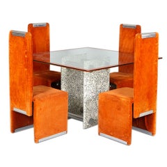 Dining Table and Four Chairs by Saporiti , Italy, circa 1970s