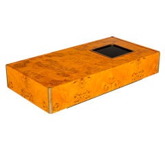 Burr Yew Coffee Table with Glass Inlay, France, c1970s