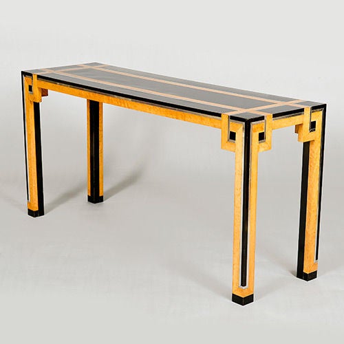 Console Table in Maple with Steel Detail, Italy, 1970s