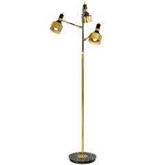 Brass Three Shade Standing Lamp, France, 1950s