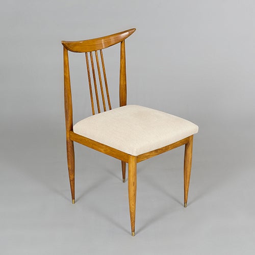 Set of Six Caviuna Wood Spindle Back Dining Chairs