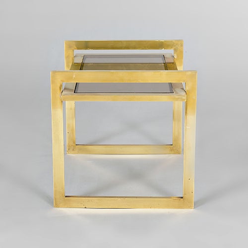 Mid-20th Century Set of Brass Nesting Tables, Italy, circa 1950s For Sale