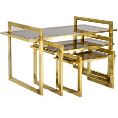 Set of Brass Nesting Tables, Italy, circa 1950s