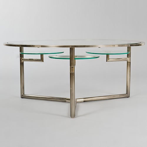 Chrome and Glass Tiered Coffee Table In Good Condition In London, GB