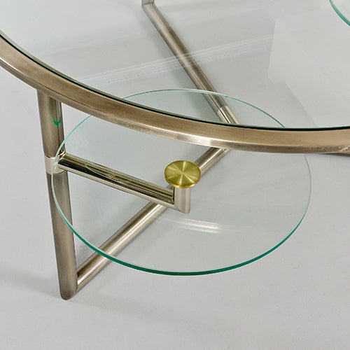 Mid-20th Century Chrome and Glass Tiered Coffee Table