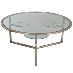 Chrome and Glass Tiered Coffee Table