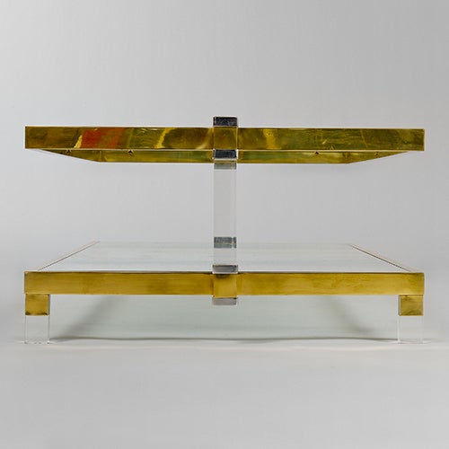 Late 20th Century Brass and Lucite Centre Table, Italy, c1970s