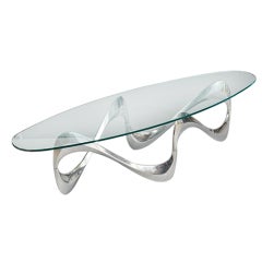 Glass & Aluminium Adjustable "Snake" Table