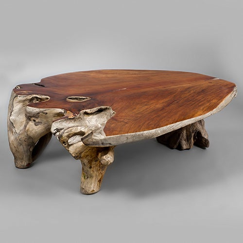 Large, low centre table in Narra wood by Alex Cayet, France, contemporary.

Philippine Narra wood taken from fallen trees to avoid impacting on the natural forests. The raw wood is transported to the artist's studio in France where it is seasoned