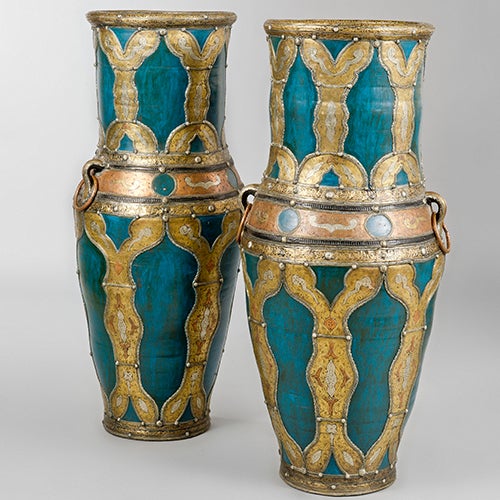 blue pottery vases