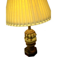Vintage carved wood ice cream cone lamp