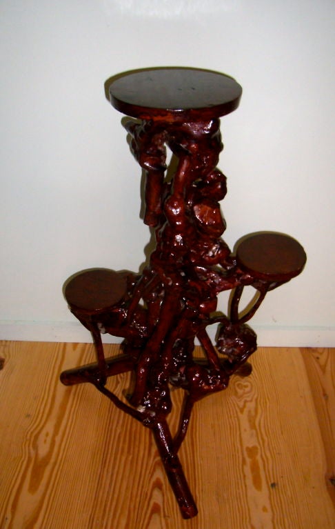 American pair burl wood root stands/plant stands For Sale