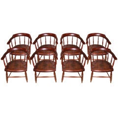 Antique set of 8 windsor captain's chairs