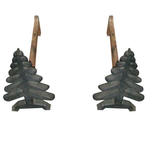 Pair Of Cast Iron Pine Tree Andirons