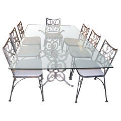 set of Woodard & Co. table and 8 chairs