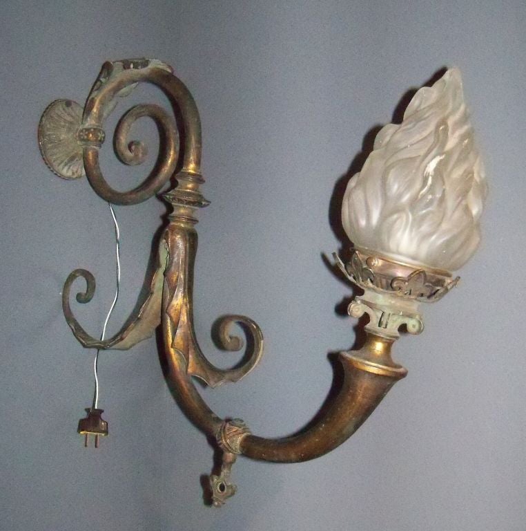 pair of 19thC brass sconces