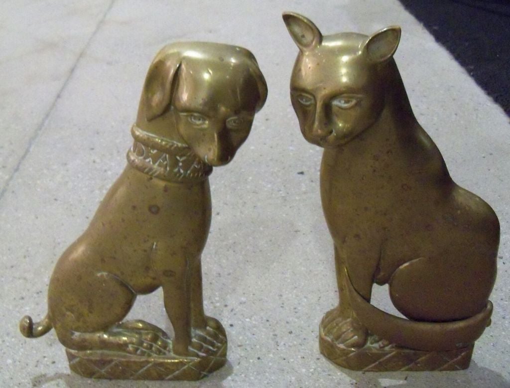 20th Century Dog & Cat Andirons For Sale