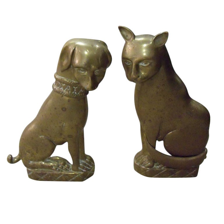 Dog & Cat Andirons For Sale