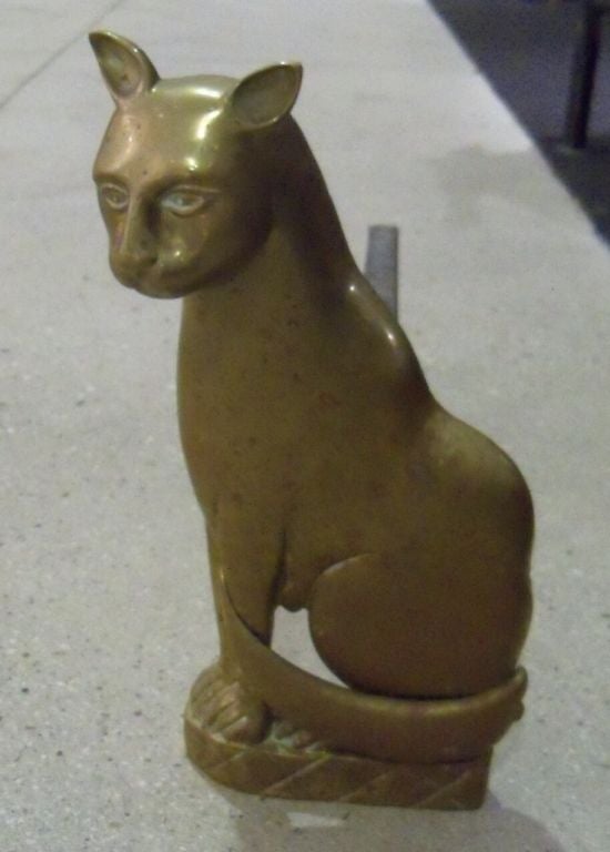 Brass Dog & Cat Andirons For Sale