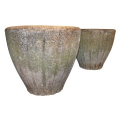 pair of large ribbed pots