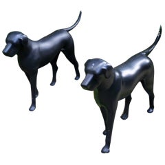 Antique Pair of life size cast iron dogs