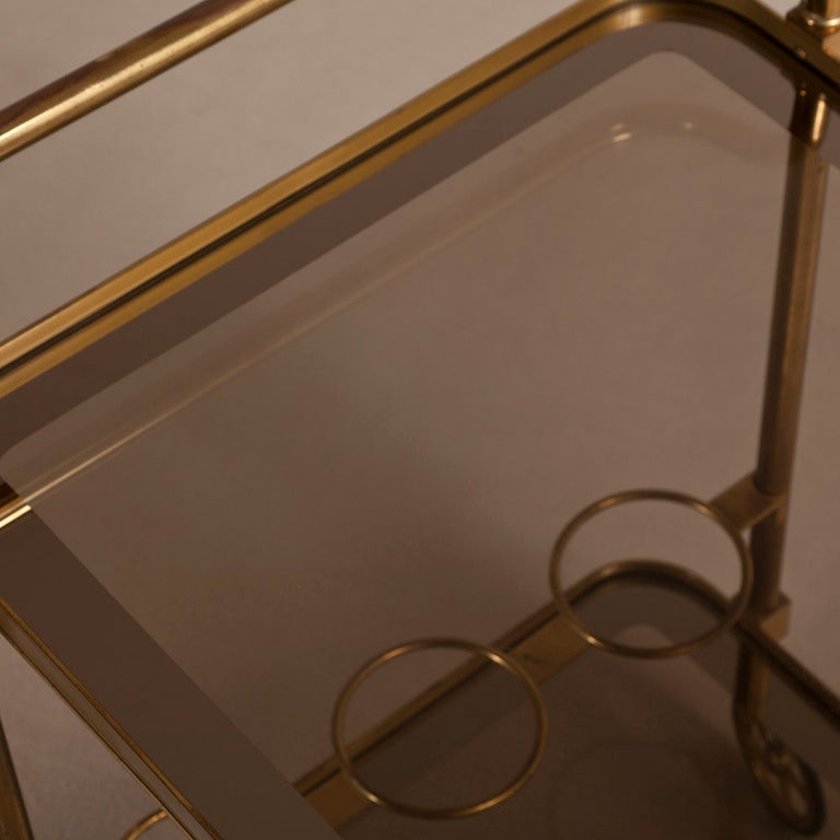 A Deco Inspired Brass Framed Barcart 1950s 1
