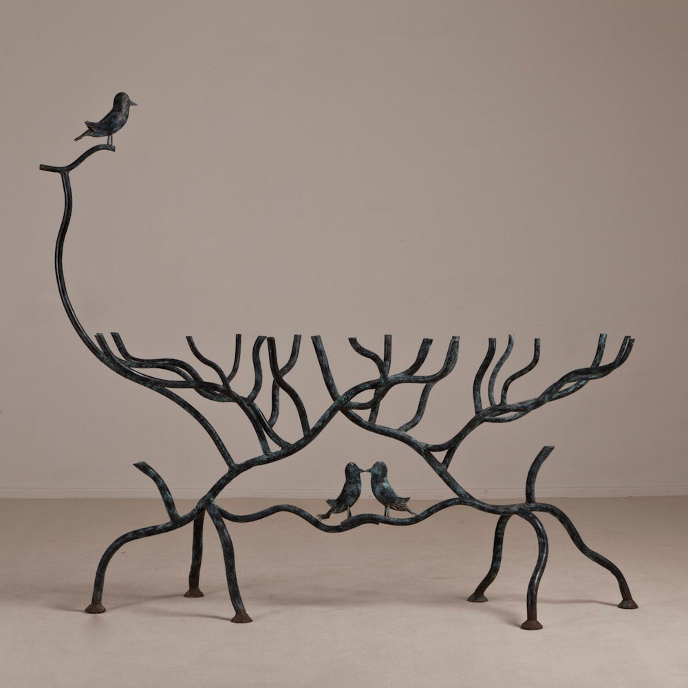 A Giacometti Inspired Simulated Tree Console Table 1980s For Sale