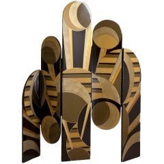 An Art Deco Inspired Five Part Lacquered Screen 1986