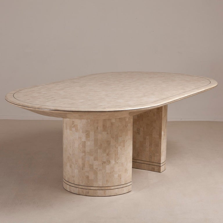 A Karl Springer designed Tessellated Stone Dining Table 1970s
