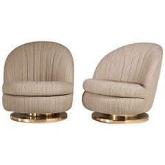 A Pair of Milo Baughman designed Swivel Tilting Chairs 1985