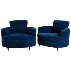 A Pair of Large Armchairs on Ebonised Legs 1970's