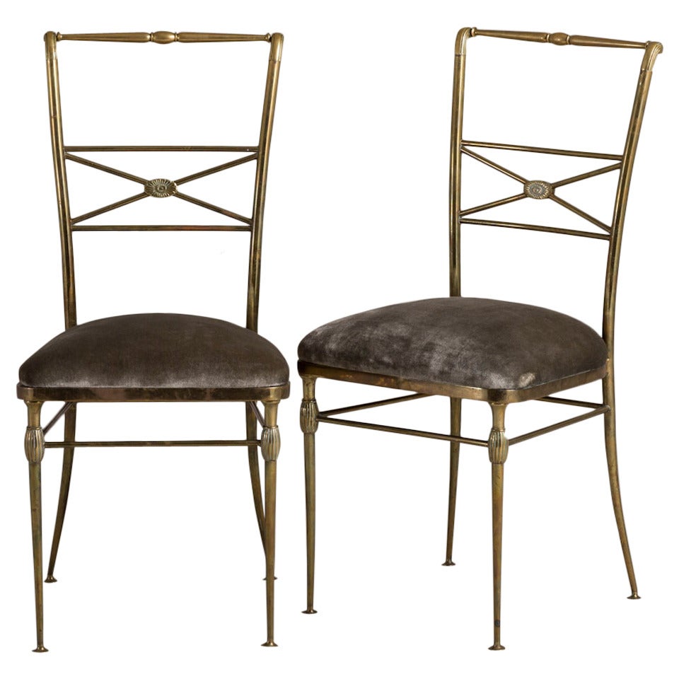 A Pair of Italian Brass Side Chairs 1960's