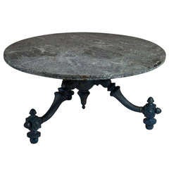 A Large Peacock Blue Cast Iron and Marble Centre Table