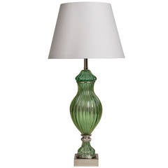 Superb Seguso for Marbro Murano Green Glass Lamp, 1950s 10