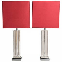 Pair of Lucite Table Lamps, 1970s