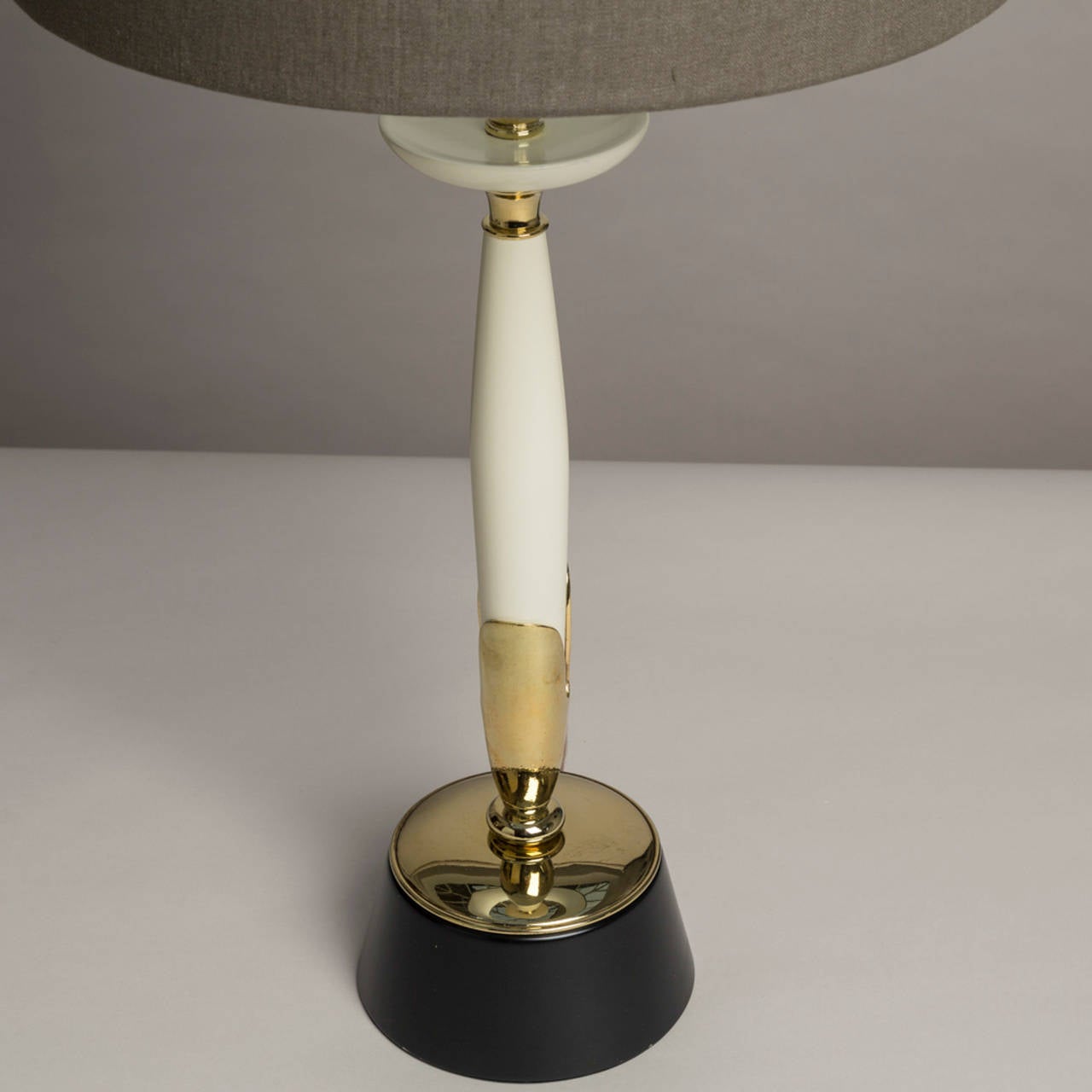 A Pair of Cream and Brass Rembrandt designed Table Lamps 1960s In Good Condition In London, GB