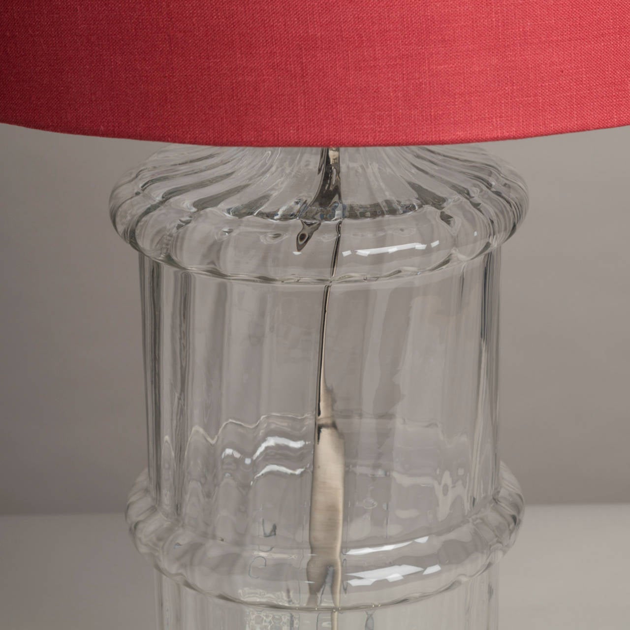 Molded Pair of Large Glass Lamps, 1970s For Sale