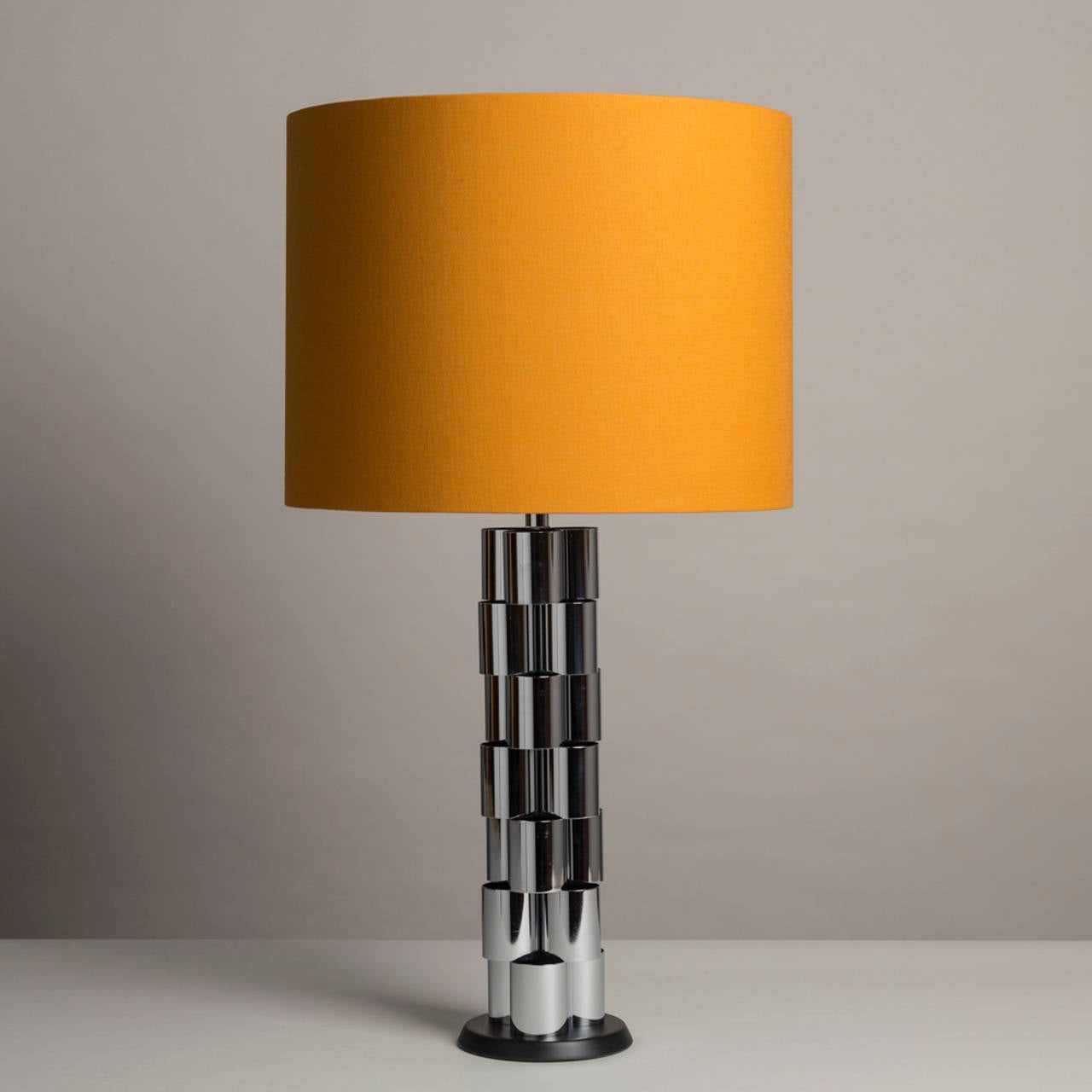 A Large Single Sculptural Curtis Jere Chrome Table Lamp USA 1970s