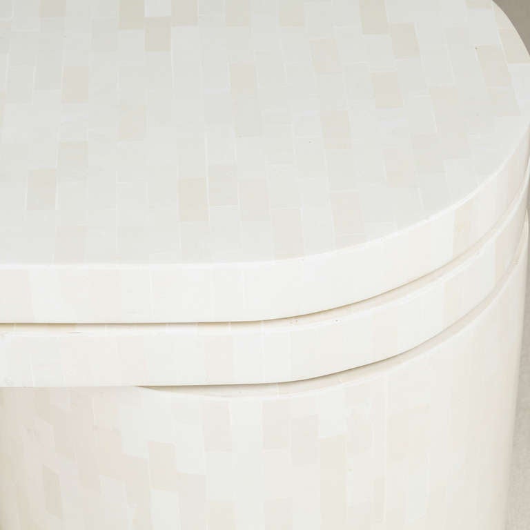 A Tessellated Bone Waterfall Swivel Extending Coffee Table 1970s 1