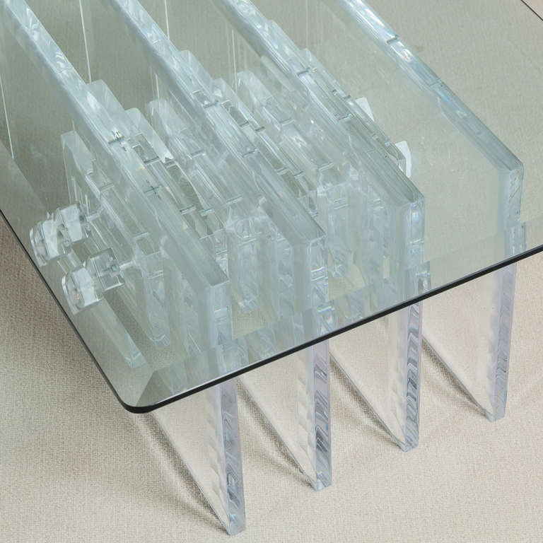 Late 20th Century Pair of Verano Designed Lucite and Glass Side Tables, 1970s For Sale
